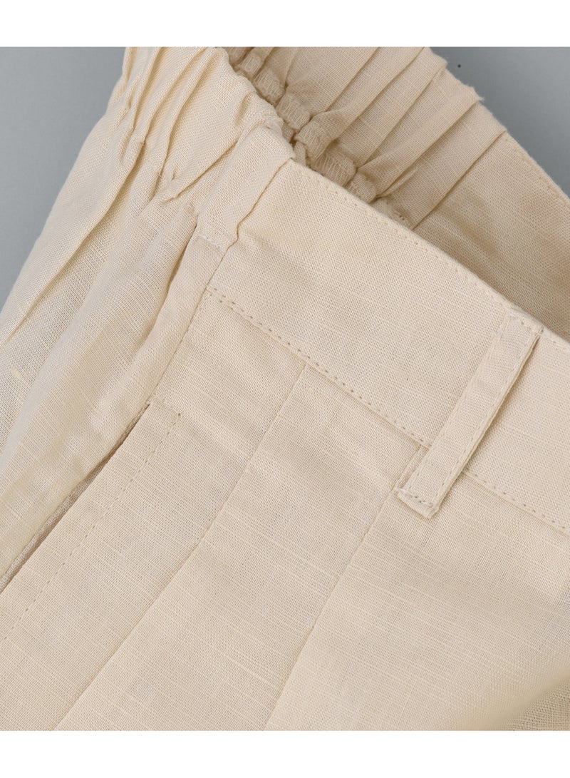 Jelliene Girls Beige Pleated Cotton Culottes - Image 4